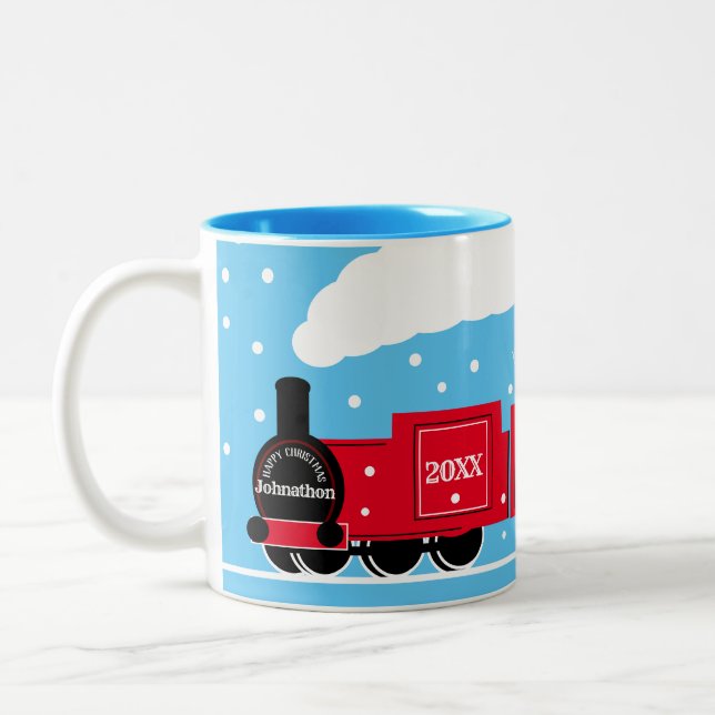 WeihnachtsEisenbahngeschenk Zweifarbige Tasse (Links)