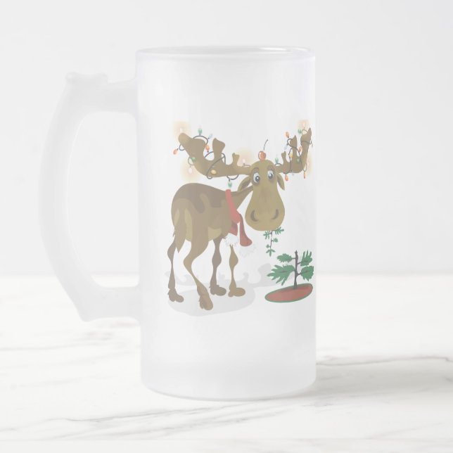 Weihnachtselch-Tasse Mattglas Bierglas (Links)