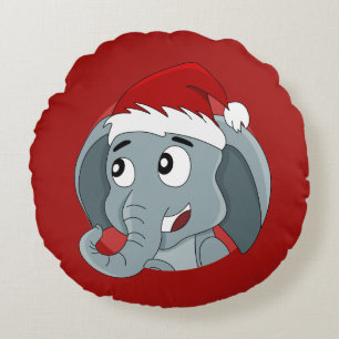 Weihnachtselefant Cartoon Rundkissen Rundes Kissen