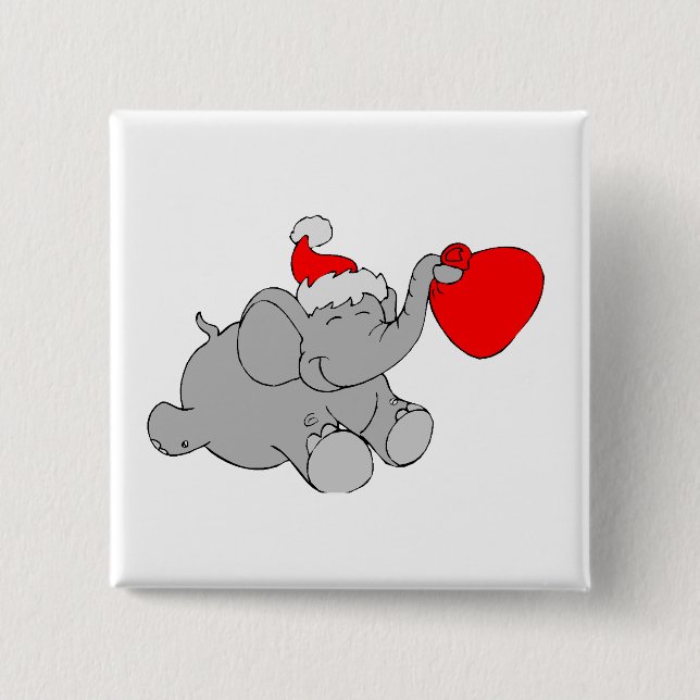 Weihnachtselefant-Herz Button (Vorderseite)