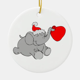 Weihnachtselefant-Herz Keramikornament