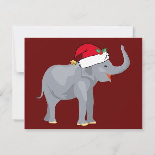 Weihnachtselefant in süßer Weihnachtsmannmütze rot Feiertagskarte