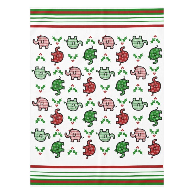 Weihnachtselefant-Muster-Tischdecke Tischdecke (Vorderseite)