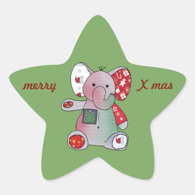 Weihnachtselefant Stern-Aufkleber (Vorderseite)