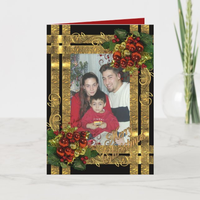 Weihnachtselegante Größengleichkarte für Ihr Foto Feiertagskarte (Vorderseite)