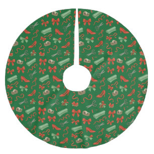 Weihnachtselement mit rotem Band und roten Schuhen Polyester Weihnachtsbaumdecke