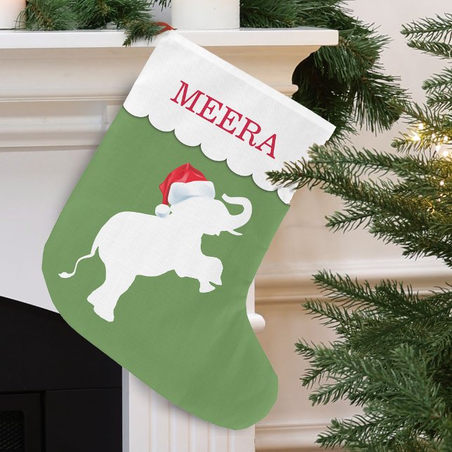 Weihnachtselementar Personalisiert Großer Weihnachtsstrumpf (Christmas Elephant Personalized Large Christmas Stocking)
