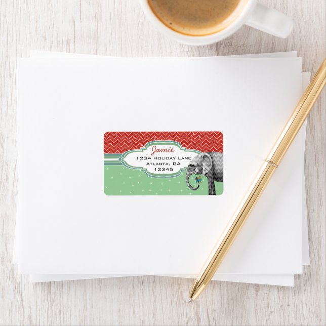 Weihnachtselementar Zig Zag Pattern Rücksendeadres Adressaufkleber (Insitu)