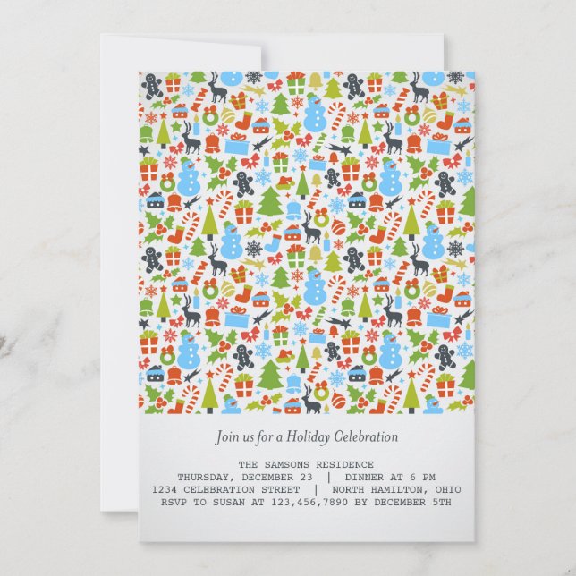 Weihnachtselemente Feiertag/Weihnachtsfeier Einlad Einladung (Vorderseite)