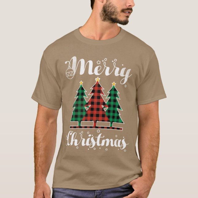 Weihnachtselemente Frohe Dezember Kariert Weihnach T-Shirt (Vorderseite)