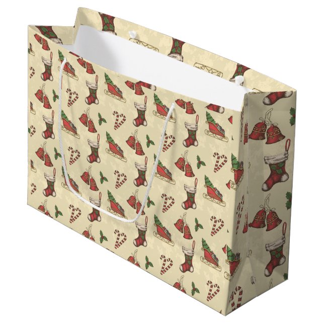 Weihnachtselemente Große Geschenktasche Geschenktüte (Vorderseite Schrägansicht)