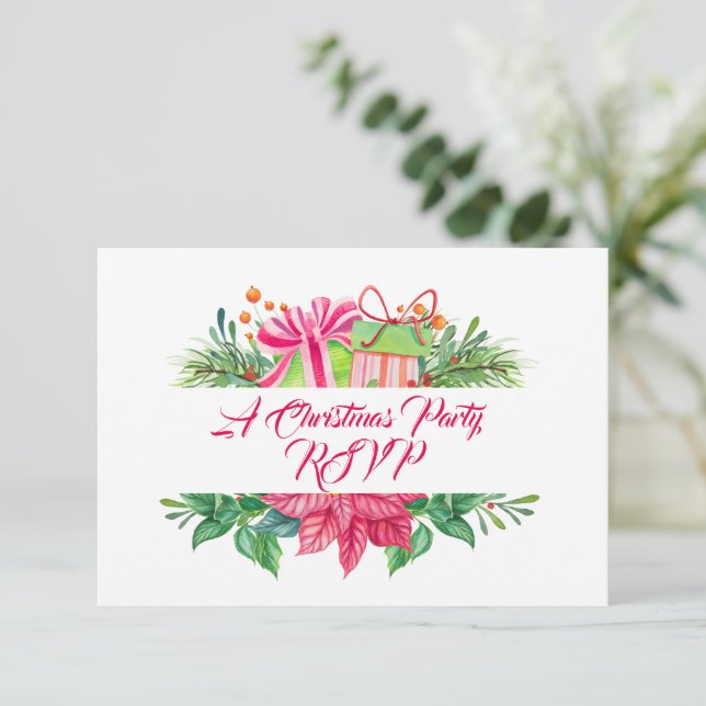 Weihnachtselemente - Party RSVP Karte (Stehend Vorderseite)