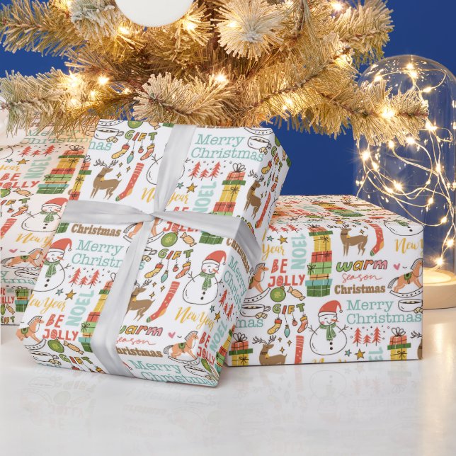 Weihnachtselemente und Typografie Geschenkpapier (Feiertage)