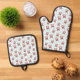 Weihnachtselemente Weihnachtsmann Ofenhandschuh & Topflappen-Set