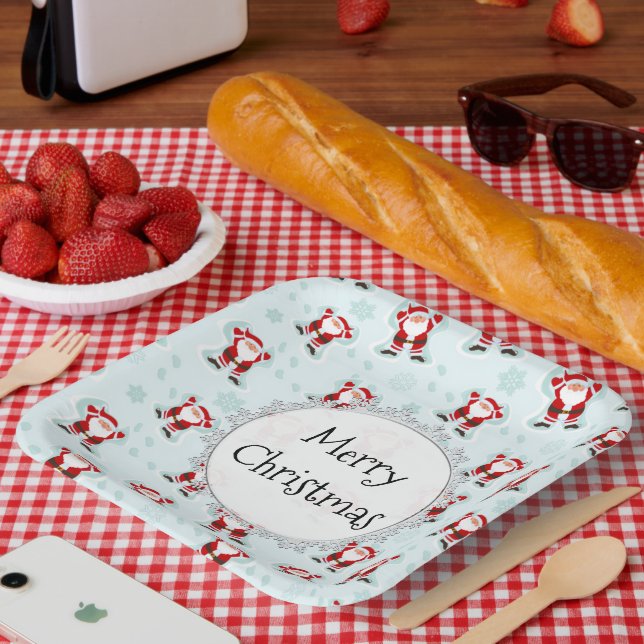 Weihnachtselemente Weihnachtsmann Pappteller (Picknick)