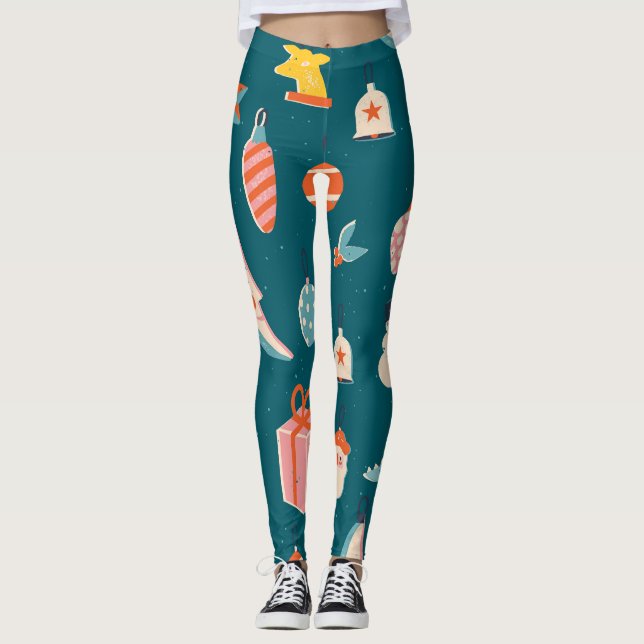 Weihnachtselemente Winterurlaub Set Leggings (Vorderseite)