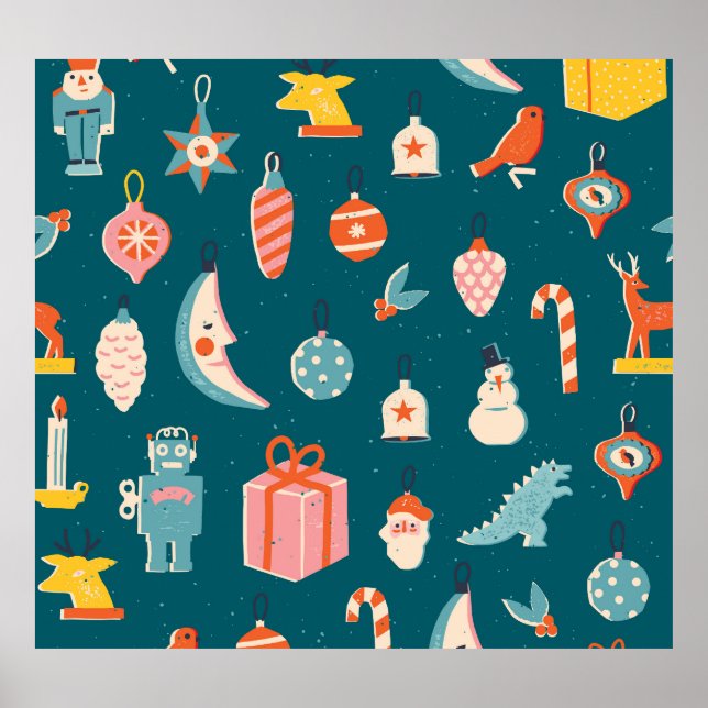 Weihnachtselemente Winterurlaub Set Poster (Vorne)