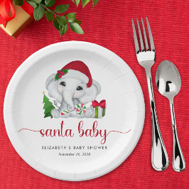 Weihnachtselephant Santa Baby Girl Dusche Pappteller