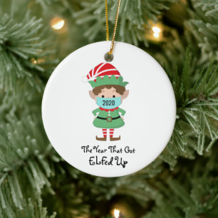 Weihnachtself 2020 Jahr, das Got hat Keramik Ornament