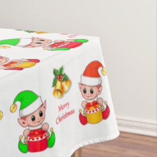 Weihnachtself auf Weiß Tischdecke