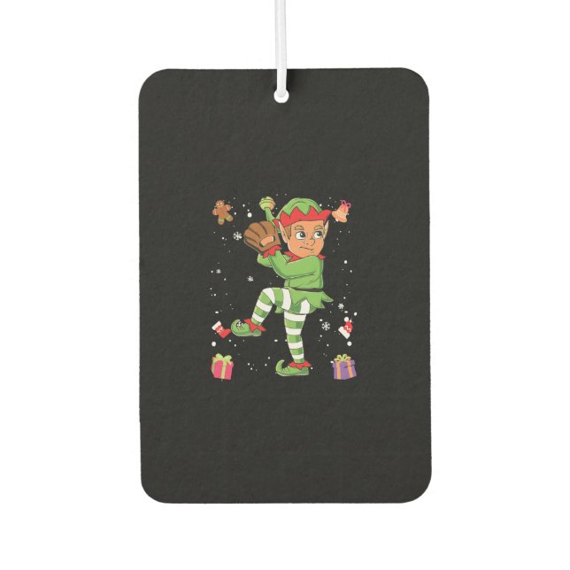 Weihnachtself Baseball Pitcherns Xmas Autolufterfrischer (Vorderseite)