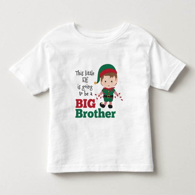 Weihnachtself Big Brother Ankündigung Kleinkind T-shirt (Vorderseite)