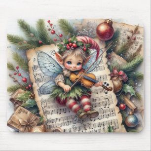 Weihnachtself, der eine Violine spielt Mousepad