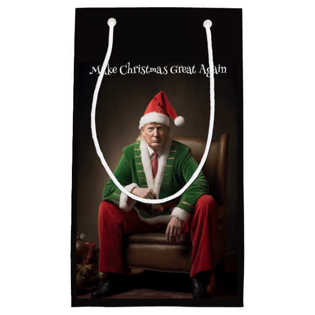 Weihnachtself Donald Trump Kleine Geschenktüte (Vorderseite)