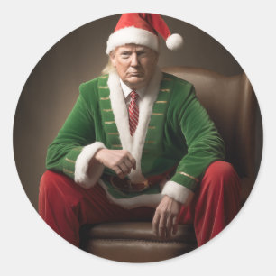 Weihnachtself Donald Trump Runder Aufkleber