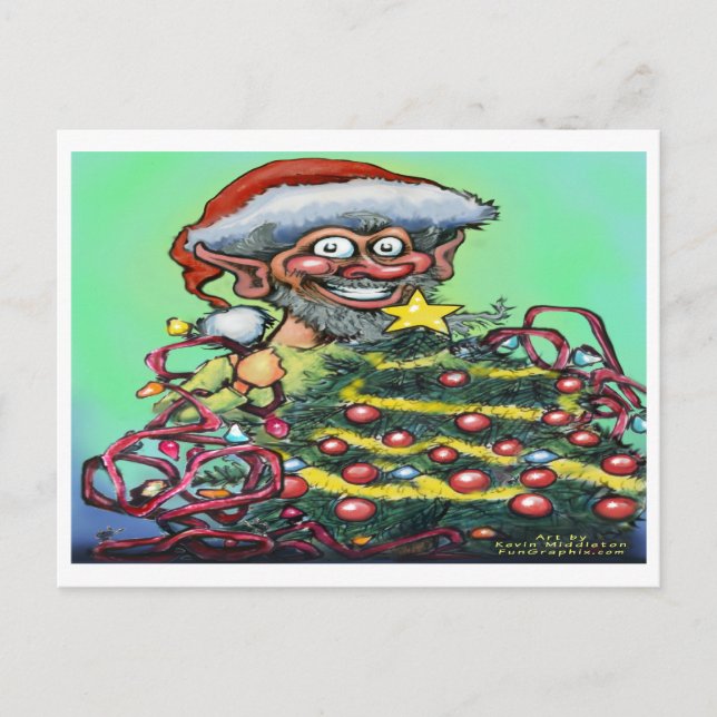 Weihnachtself Feiertagspostkarte (Vorderseite)