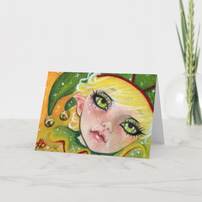 Weihnachtself-Grußkarte Feiertagskarte (Vorderseite)