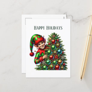 Weihnachtself hinzufügen feiertagspostkarte