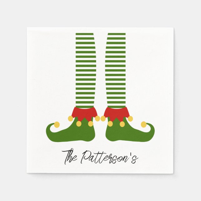 Weihnachtself Holiday Cheer Name Festlicher Spaß Serviette (Vorderseite)