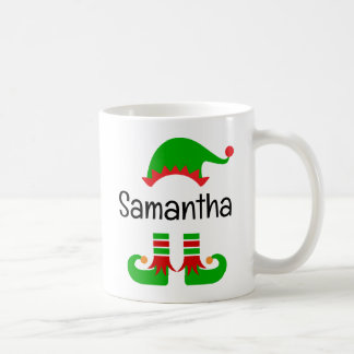 Weihnachtself-Hut und Stiefel Persönlicher Name Kaffeetasse