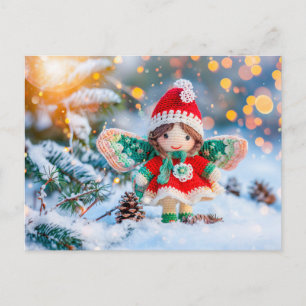Weihnachtself im Schnee mit Pinecones Feiertagspostkarte