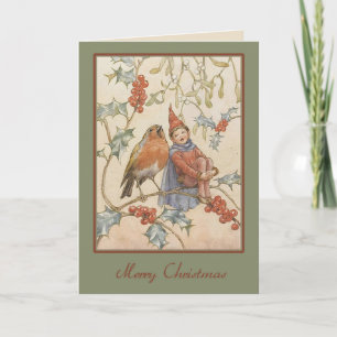 Weihnachtself im Vintage-Stil Feiertagskarte