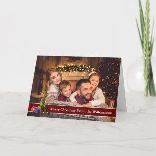Weihnachtself im vollen Foto mit Roter Textband Feiertagskarte