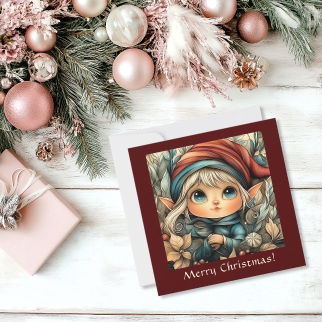 Weihnachtself individuell anpassbar feiertagskarte (Festive Christmas Elf Customizable Holiday Card)