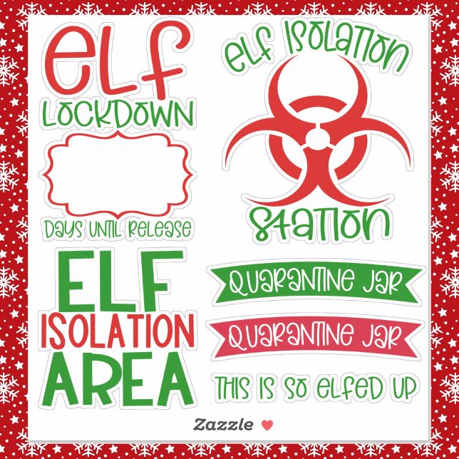 Weihnachtself Isolation DIY Jar Stickers Red Green Aufkleber (Von Creator hochgeladen)