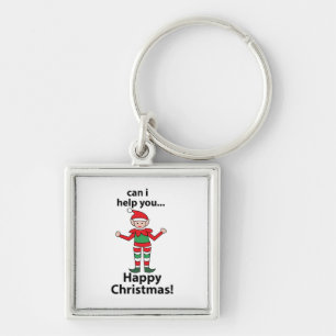 Weihnachtself Kann ich Ihnen helfen? Glücklicher W Schlüsselanhänger