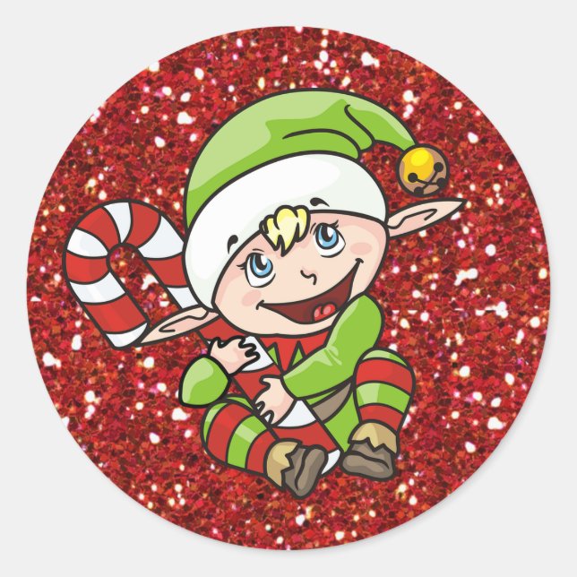 Weihnachtself mit Candy Cane Stickers (Vorderseite)