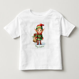 Weihnachtself mit einem Sack von Geschenken Kleinkind T-shirt