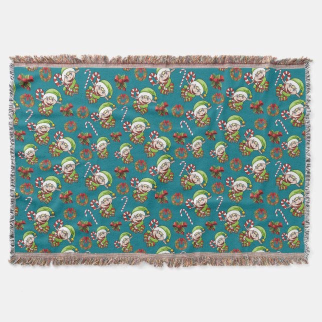 Weihnachtself mit Heiligen, Kranz und Pfefferminz Decke (Vorderseite)