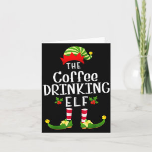 Weihnachtself mit Kaffee trinkend passende Weihnac Karte