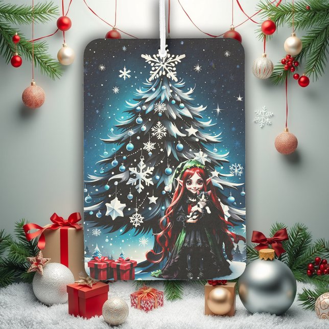 Weihnachtself mit Kitten. Autolufterfrischer (Von Creator hochgeladen)