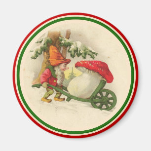 Weihnachtself mit Pilz Magnet