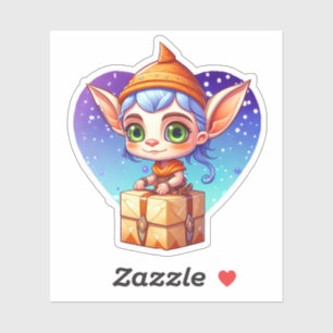 Weihnachtself mit Schneeuntergrund Aufkleber