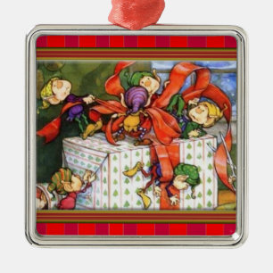 Weihnachtself-Ornament Silbernes Ornament