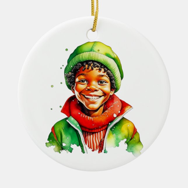 Weihnachtself Personalisiert Keramik Ornament (Vorne)