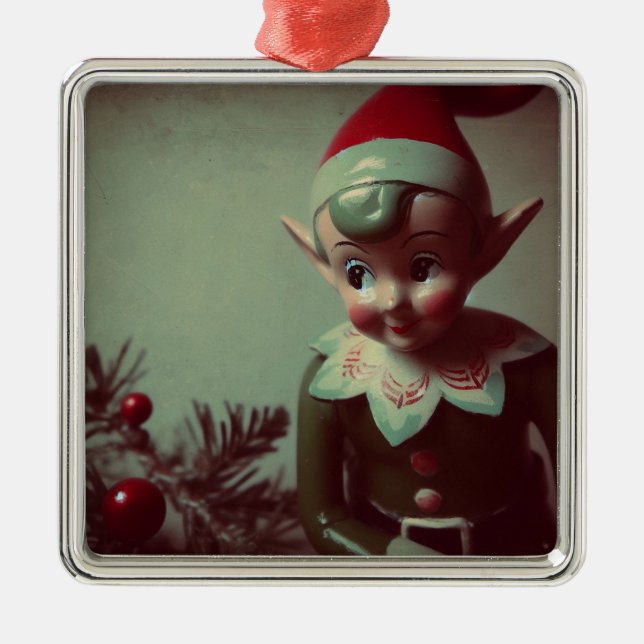 Weihnachtself Retro Xmas Ornament Aus Metall (Vorne)